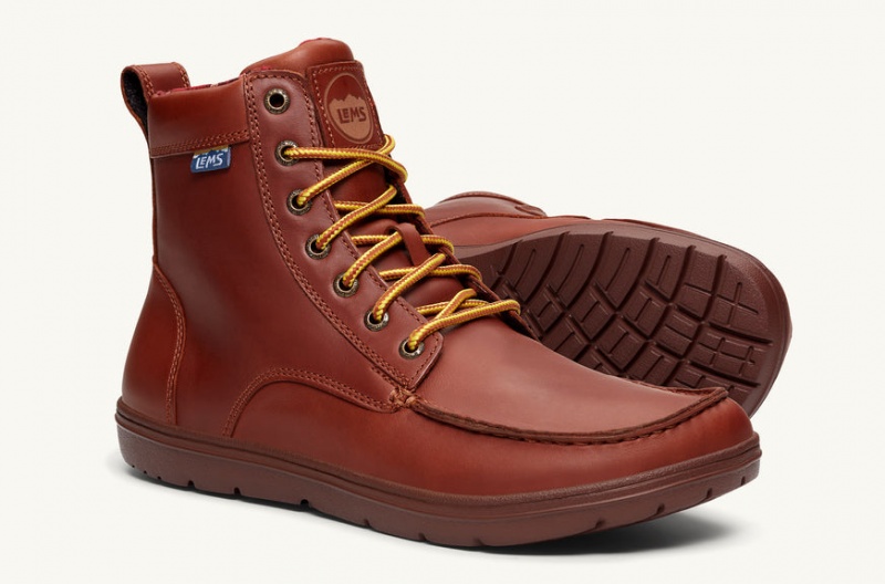 Barefoot Lems Boulder Boot Skórzane Męskie Miedź Polska | OYF-35437