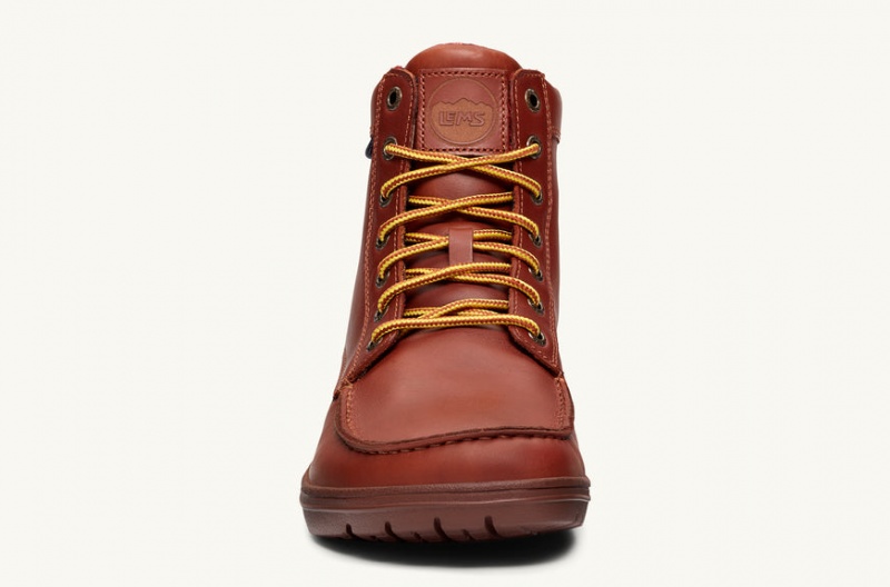 Barefoot Lems Boulder Boot Skórzane Męskie Miedź Polska | OYF-35437