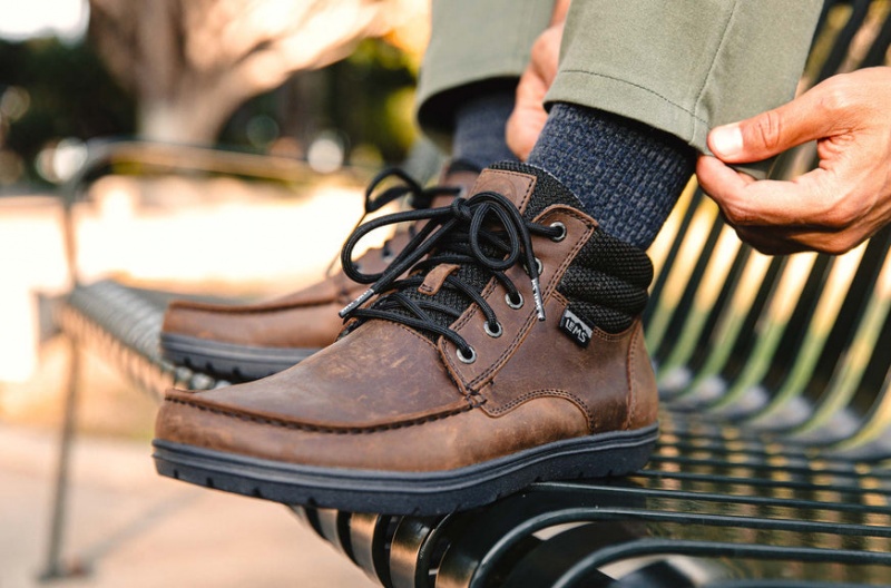 Buty Męskie Lems Boulder Boot Mid Skórzane Brązowe Polska | FCL-66292