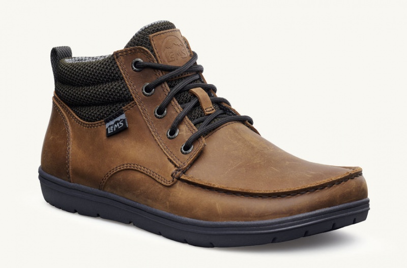 Buty Męskie Lems Boulder Boot Mid Skórzane Brązowe Polska | FCL-66292