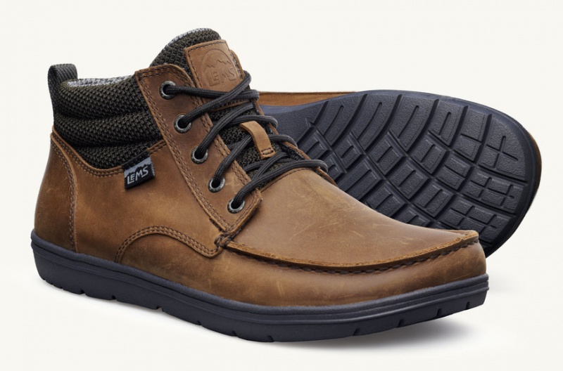 Buty Męskie Lems Boulder Boot Mid Skórzane Brązowe Polska | FCL-66292